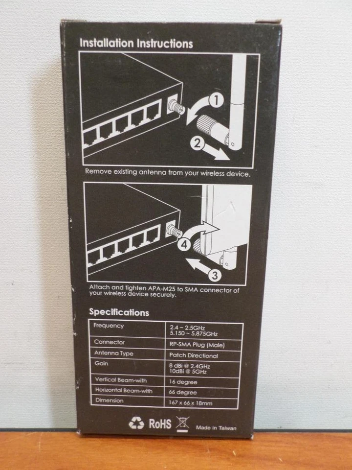 Alfa Network APA-M25 2.4GHz/5GHz Dual Band High Gain Indoor Panel Antenna - New - Image 4 of 4