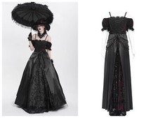 Eva Lady Women Gothic Off-The-Shoulder Beaded Lace Applique Long Party Ball Gown