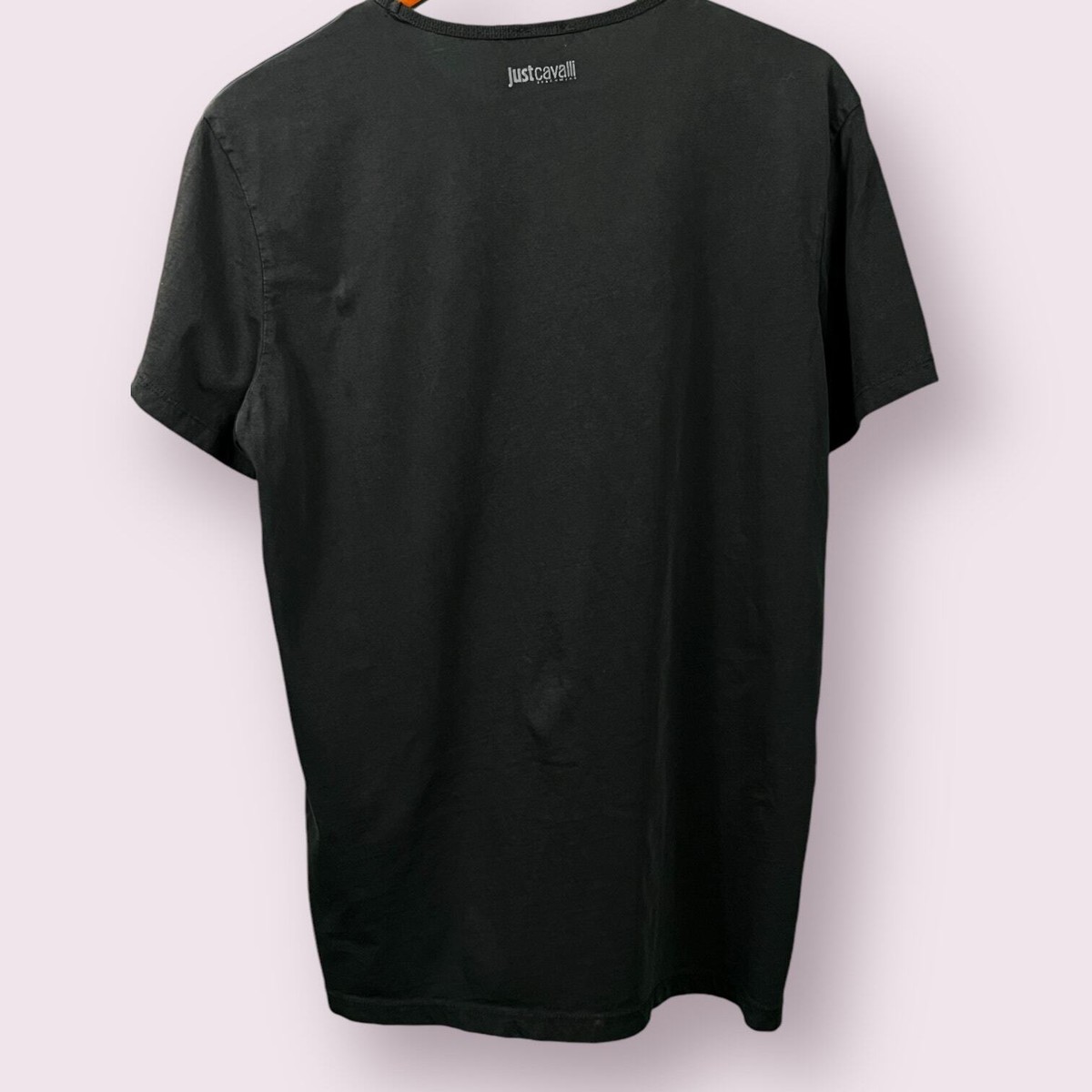 Tシャツ・カットソー JUST CAVALLI Men T-shirt Black 77OAHE25CJ110 899 Cotton T-shirt with logo print brand Just Cavalli