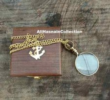 Brass Monocle Necklace, Magnifying Glass Necklace, Pendent charm chain, Best M