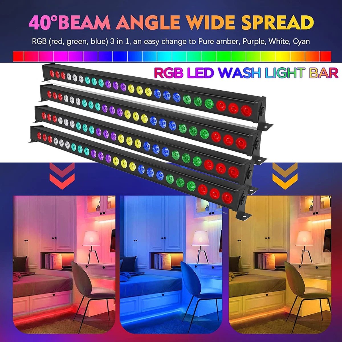 RGB 96WLED DJ Wallwasher Licht Bar DMX Disco Xmas Light Bühnenlicht Weihnachten