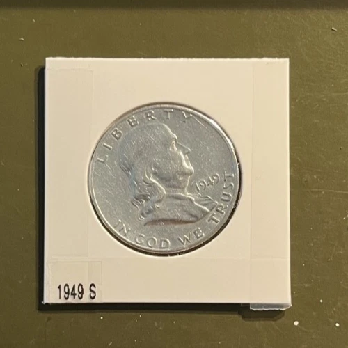 1949-S Silver Franklin Half Dollar 90%Silver.  AU - Details Free Shipping