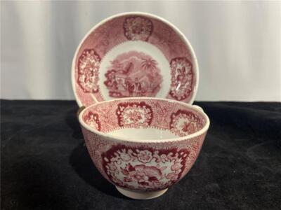 Petrus Regout Maastricht Oriental Cup & Saucer Red Transferware Design