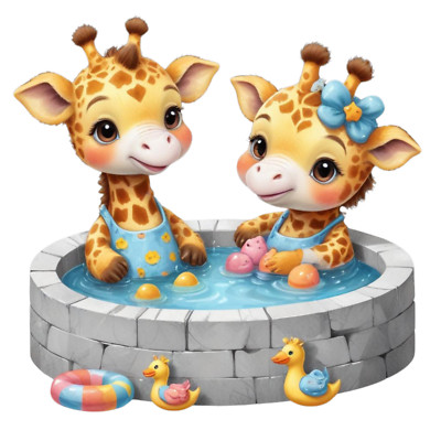 Wandtattoo Aufkleber Giraffe bei einer Poolparty Wandaufkleber 18X18 cm Groß