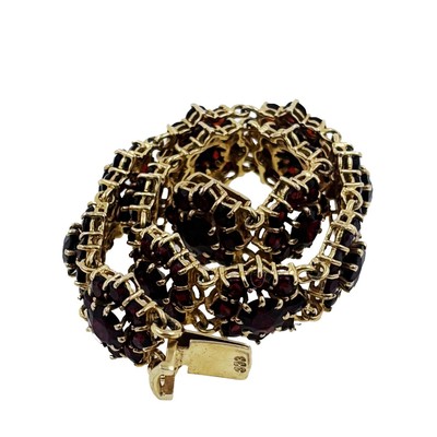Granat Armband - Facettierte Granate Mit Vergoldeten Elementen 18,5