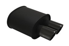 Megan 3.5 Universal Dual Black Coated Roll Tips Muffler 2.5 Inlet Megan 3.5 Universal Dual Black Coated Roll Tips Muffler 2.5 Inlet