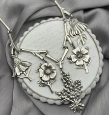 Rare Vintage 1970 Jeep Collins Solid Sterling Silver Flower Neckless 77.58 G