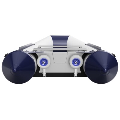 Slipräder Heckräder Schlauchbooträder klappbar Edelstahl V4A grau/blau