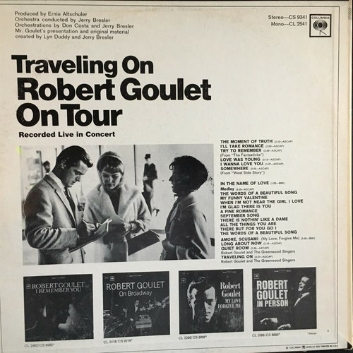 Robert Goulet LIVE VG+ Traveling On Tour CS 9341 Vinyl Stereo Record PET RESCUE - Imagen 2 de 4