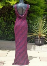 Monsoon Sexy Sequin Beaded Low Back Maxi Dress 08 Wedding PROM Ball Cruise