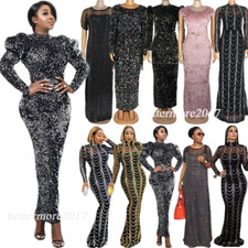 Women Long Maxi Cocktail Party Dress African Dashiki Dubai Abaya Evening Gown