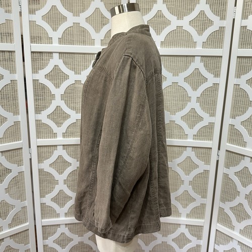 Caslon 100% Linen Swing Jacket Womens 22 Brown Lagenlook Relaxed Open Travel - Picture 7 of 14