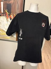 Vintage 1995 Warner Bros Classic Looney Tunes Pocket Shirt Taz Bugs Bunny Large