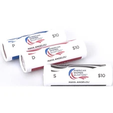 2022 PDS Maya Angelou American Women Quarter 3 Roll Set Uncirculated