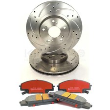 FOR HONDA CIVIC EP3 TYPE-R 01-05 DRILLED GROOVED FRONT BRAKE DISCS PADS 300mm