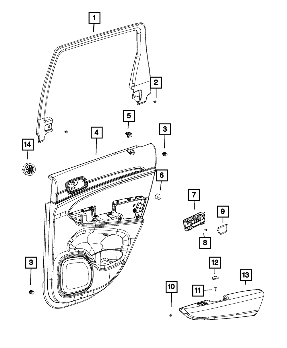 Genuine Mopar Rear Door Trim Panel Right 6XF213RRAB