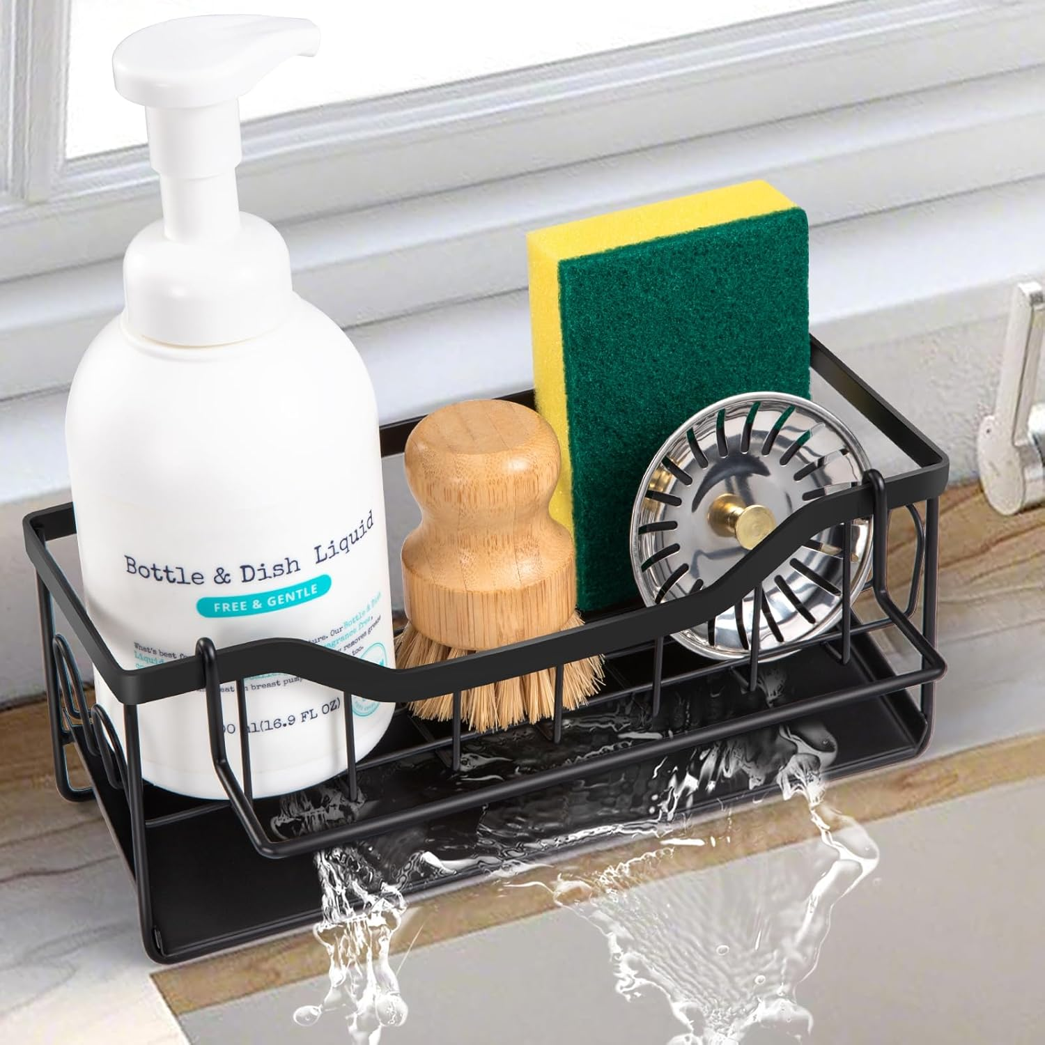 Sink Caddy Tidy Organiser with Self Draining Tray,Sponge Holder Sink Storage Rac