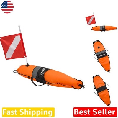 Inflatable Torpedo Float Buoy for Diving - Hi-Vis Orange, Reflective, 39''x9''