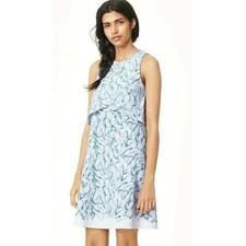 Tory Burch blue white floral Kaley sleeveless pima cotton popover dress