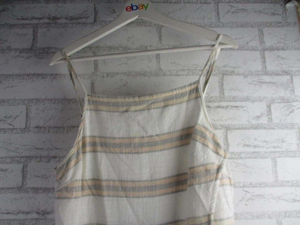 Billabong Mujer Vestido Sin Mangas Playa Crema Beige Gris Rayas 14 Dobladillo Aymétrico Foto 2 de 4