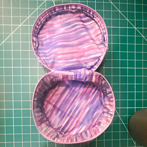 Purple & Pink Striped Zip-Around Makeup Case Cosmetic Bag