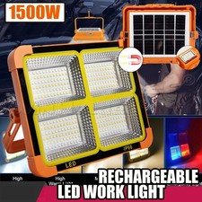 1500W Rechargeable Work Light Solar Powered Cordless Portable Camping Garage