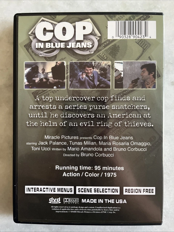 Cop in Blue Jeans 🔥 Jack Palance 🔥 (DVD, 1975) Bruno Corbucci, Rare, OOP - Image 2 of 3