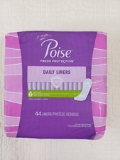 44 Count Poise Daily Incontinence Panty Liners, Very Light Absorbency, Long New