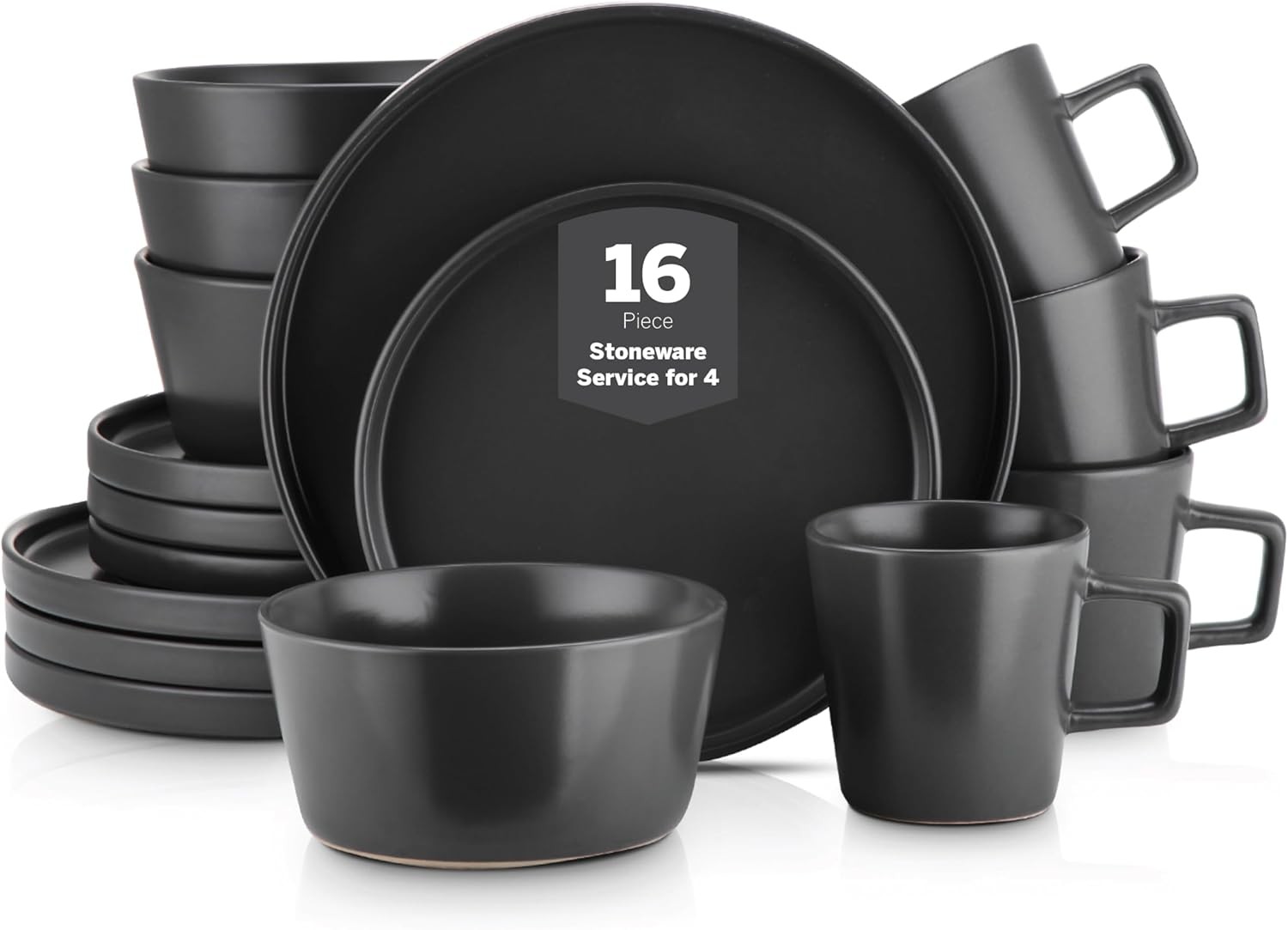 Stone Lain Celina Stoneware 16 Piece Dinnerware Set, Plates and Bowls
