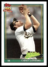 Carney Lansford 1991 Topps #502 Athletics MLB READ FREE SHIPPING AutographDen
