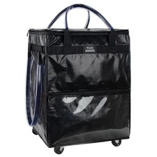 Reusable Grocery Bag on Wheels, (Medium, Black) Shopping Bags with Wheels and...