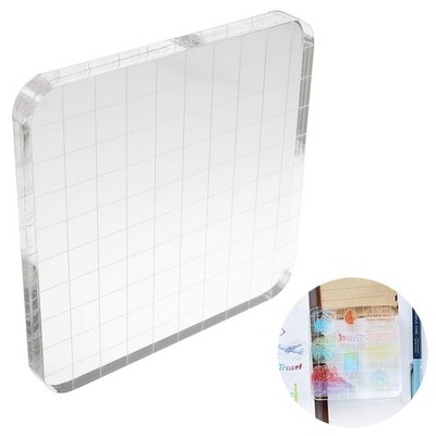 Lind Kitchen 10x10x1cm Square Stamp Block with Grid,Acrylic Clear 