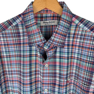 Tommy Bahama The Siesta Key Shirt Mens Large Plaid Performance Button Up Stretch