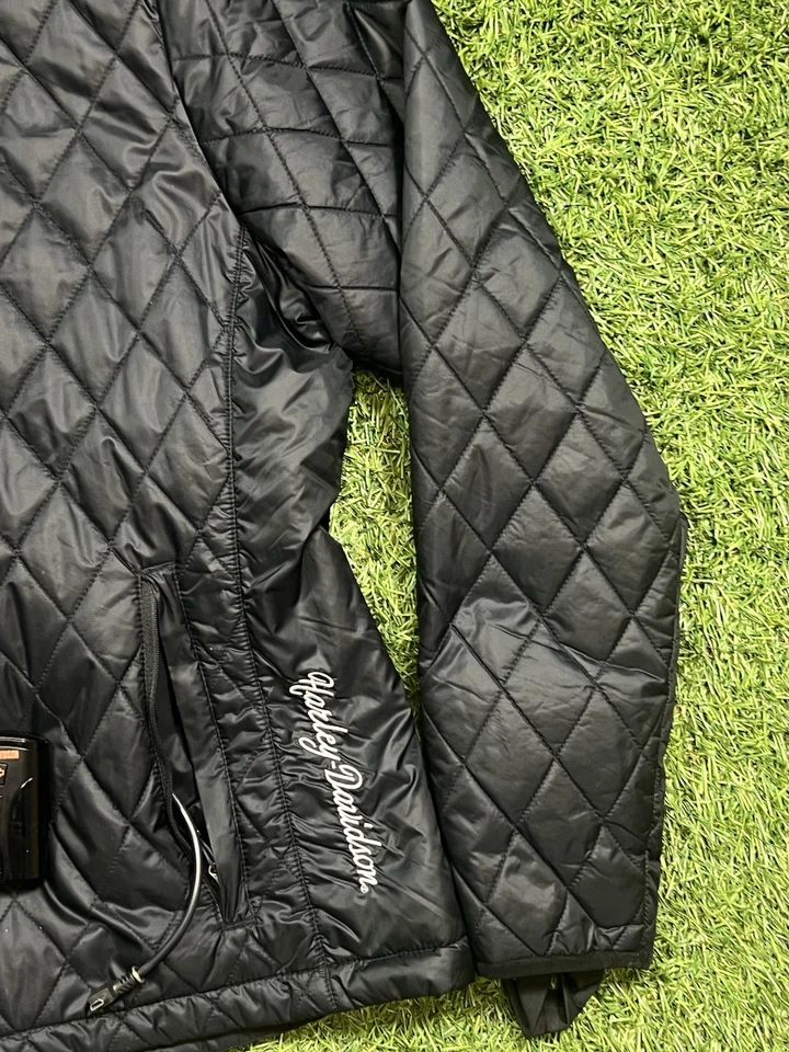 Harley Davidson Heated BTC 12V acolchada cremallera completa para mujer XL negra Foto 3 de 4