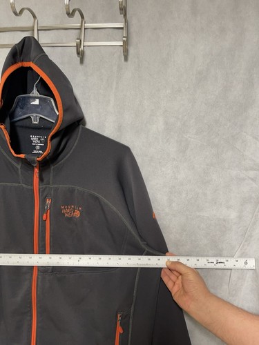 Mountain Hardwear Jacket Men XXL Gray Desna Grid Hooded Tech Fleece Pockets Zip - Picture 3 of 8