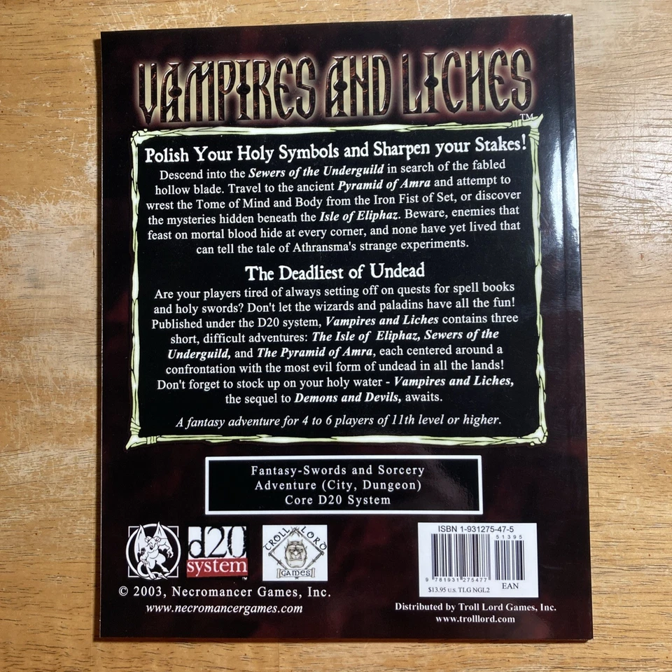 Vampiros y Liches, Juegos de Nigromantes, D&D, D20, Dungeons and Dragons, RPG Foto 2 de 2