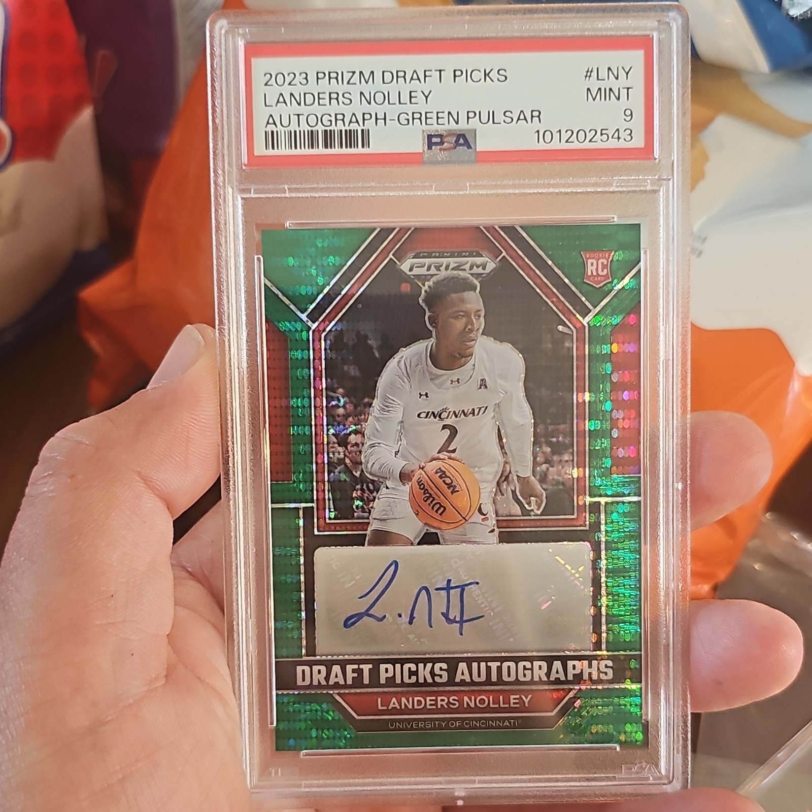 Panini 2023-24 Prizm Draft Picks Landers Nolley DPA-LNY Auto /25 PSA 9