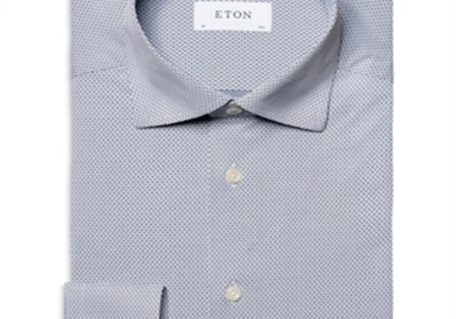 Eton Slim Fit Four Way Stretch Textured Dress Shirt Blue Size 15.5R - Picture 2 of 3