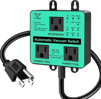 Upgraded Automatic Vacuum Switch, Autoswitch for Dust Collector, Cyan 