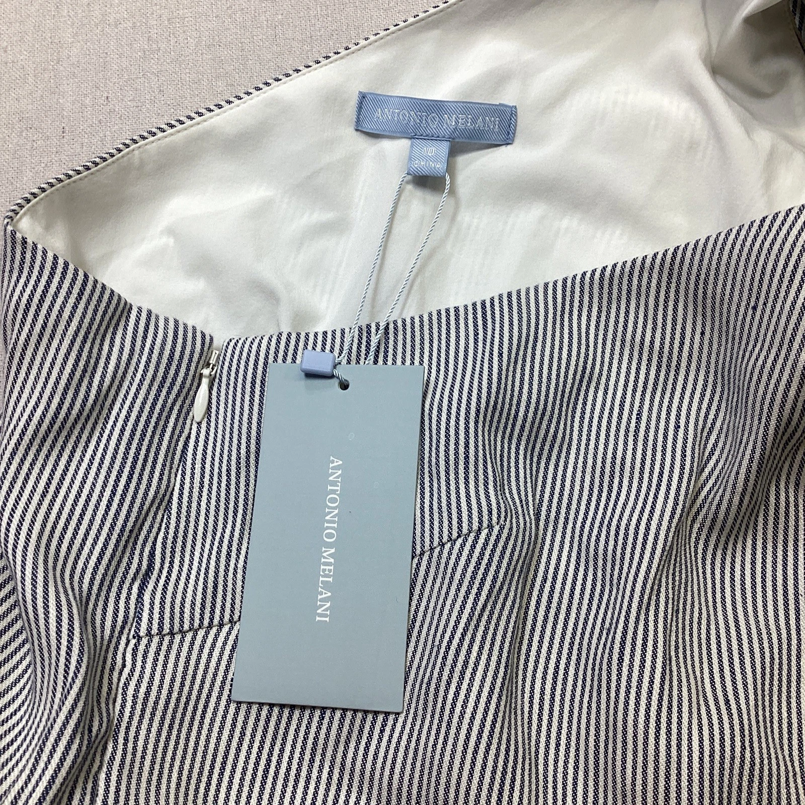 VETEMENTS Antonio Melani Abito Donna 10 Righe Misto Lino Fiocco Spalla Night Out Nuovo con etichette