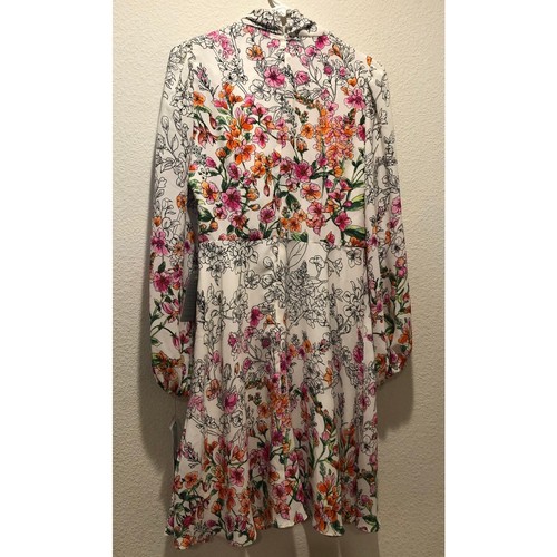 Maggy London NWT Ivory Pink Bud Gina Floral Long Sleeve Neck Tie Dress Size 4 - Picture 4 of 10