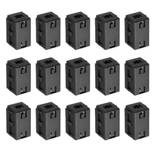 15 Pcs Ferrite Filter Ring Core Cable Clip ID 6.5mm Square Style, Black