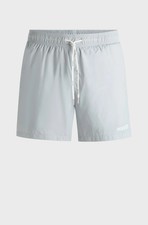 Image of HUGO BOSS Mens Grey Haiti Quick Dry Logo Swim Shorts Large NEW Ref C1871
