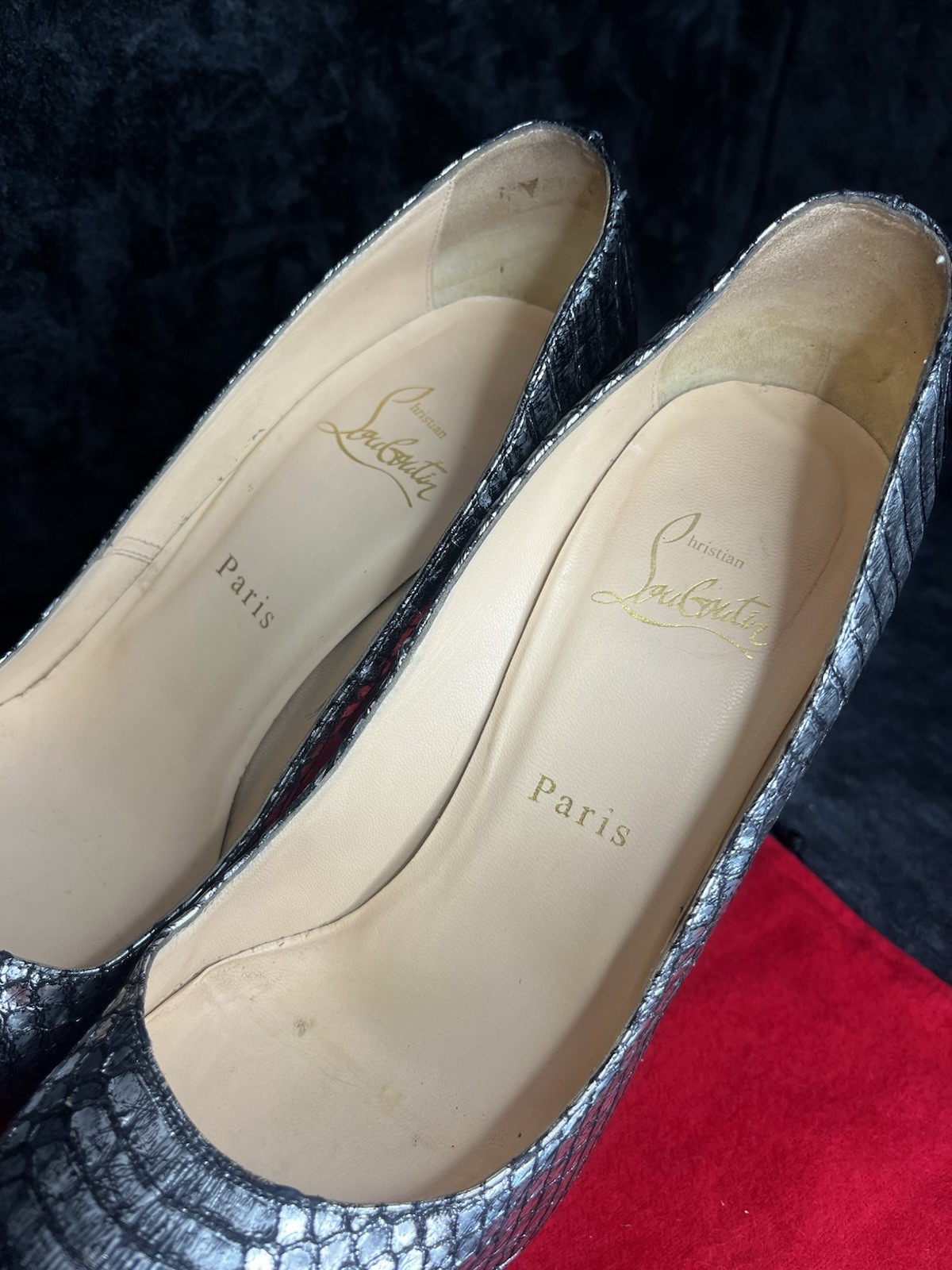 Christian Louboutin Python Silver Platform Pumps … - image 20