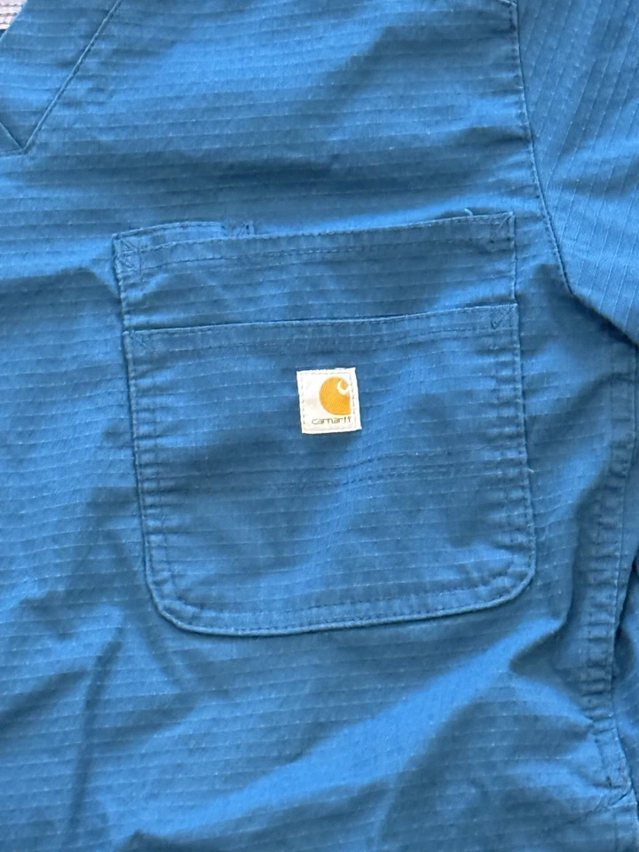 Blusa Médica Carhartt Azul Enfermería Médico Ripstop Para Hombre Talla Pequeña Enfermera Foto 3 de 4