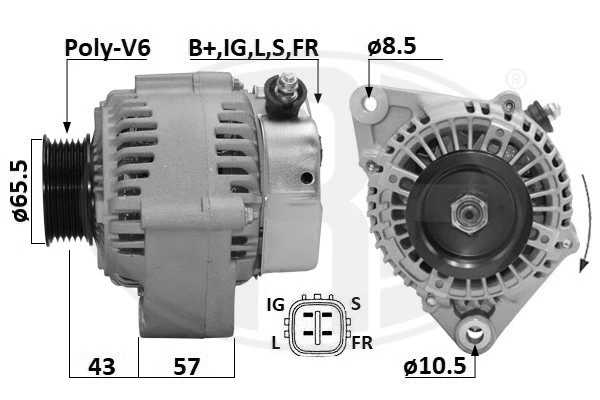ALTERNATOR 209663A FOR HONDA H22A5/H22A6/H22A8/H22Z1/H22A4 2.2L H22A2 2.2L 4cyl - Image 2 of 4