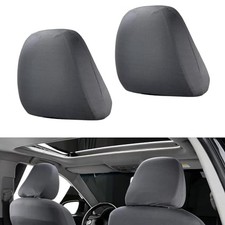 2 PCS Car Seat Headrest Covers - 9" x 10.6" Knitted - Dark Gray