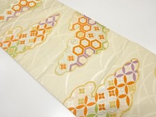 7618045: JAPANESE KIMONO / ANTIQUE FUKURO OBI / SILK / WOVEN CLOUD