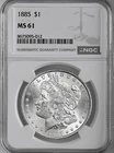 1885-P  $1  MORGAN SILVER DOLLAR  "PHILADELPHIA MINT"  NGC MS61 #8675095-012