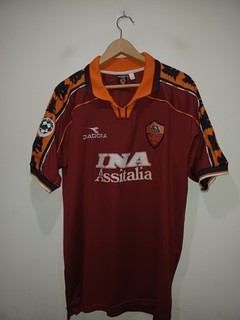 ROMA MAGLIA CALCIO OFFICIAL VINTAGE MATCH WORN SHIRT SIGNED FABIO PETRUZZI